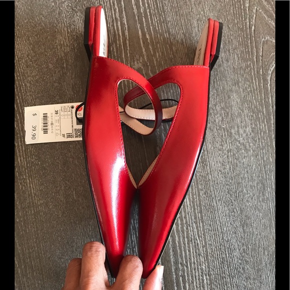 ZARA WOMEN’S FLAT RED MULES - Picture 6 of 8